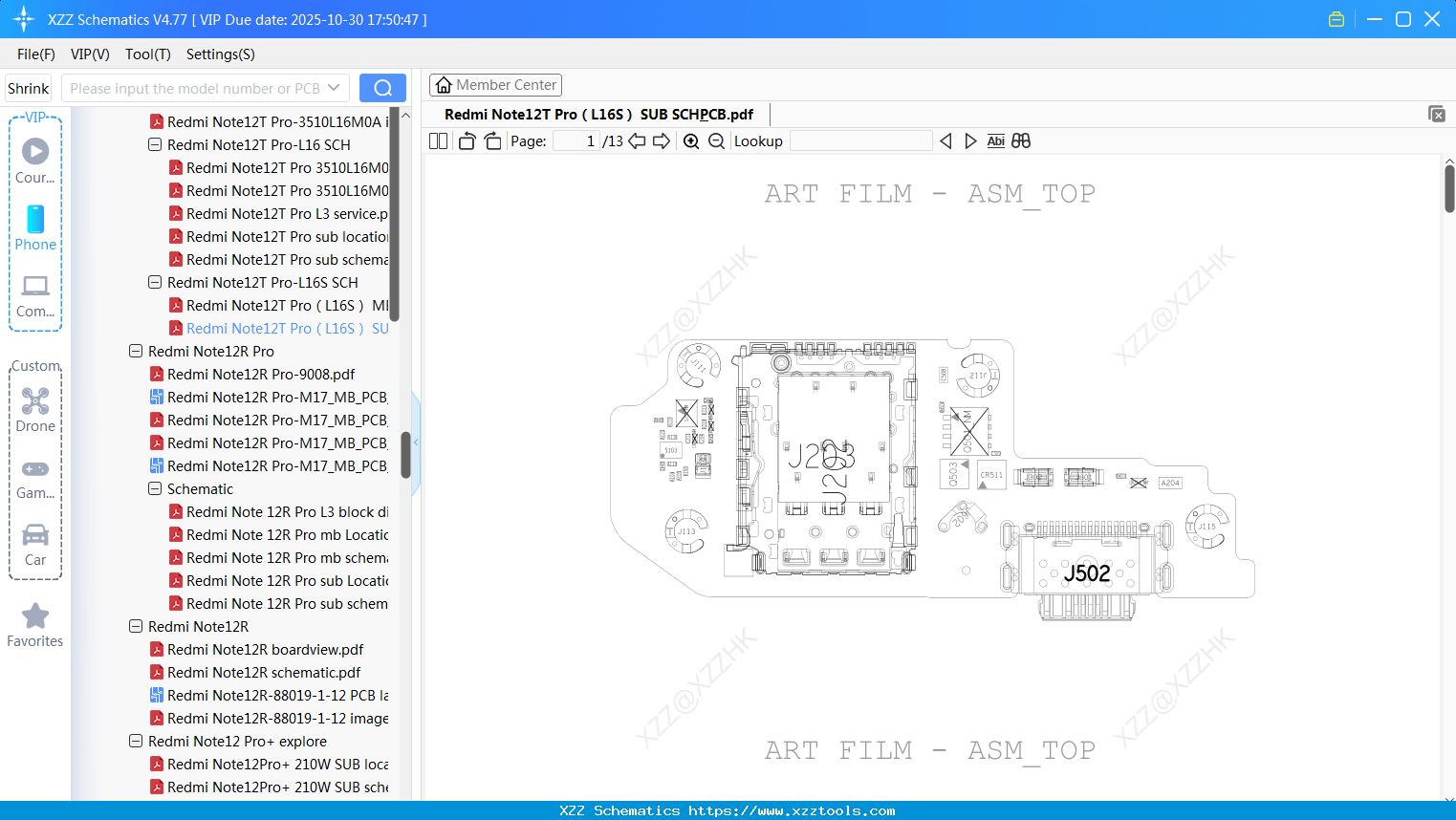 Xiaomi Redmi Note12T ProгиL16Sгй SUB SCH&PCB